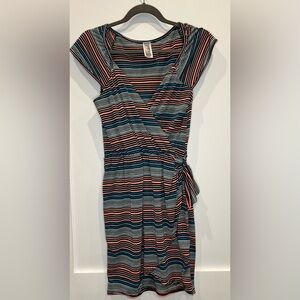 Ophelia for Francesca’s Faux Wrap Striped Dress